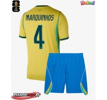 Brazylia Marquinhos #4 Koszulka Podstawowa dzieci MŚ 2026 Krótki Rękaw (+ krótkie spodenki)
